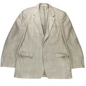 Men’s 100% Silk I.Magnin Blazer Sport Coat Jacket Size 46 Ivory Light Beige